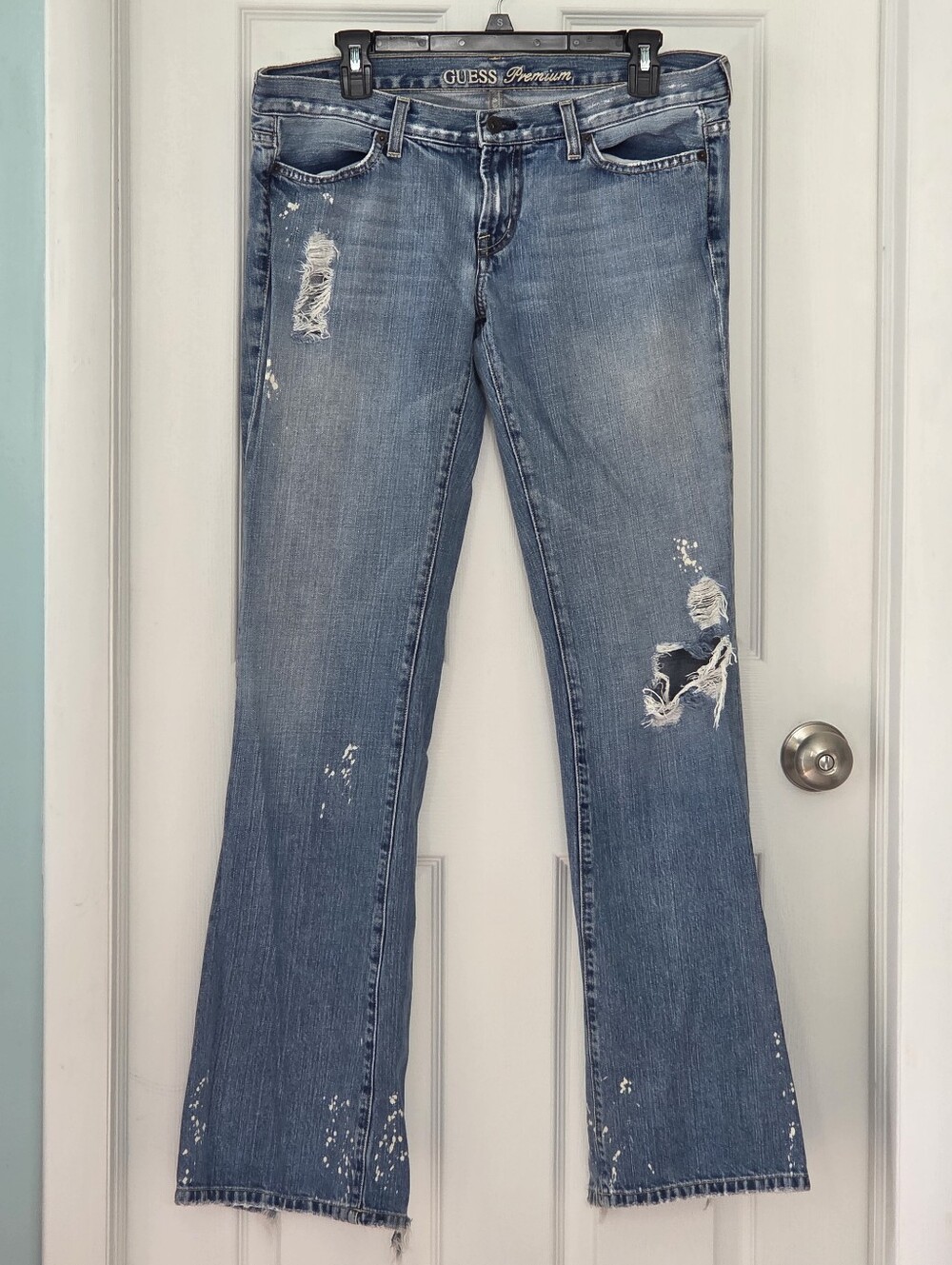 GUESS Premium Y2K Distressed Bootcut Jeans Grunge Low Rise Sz 30